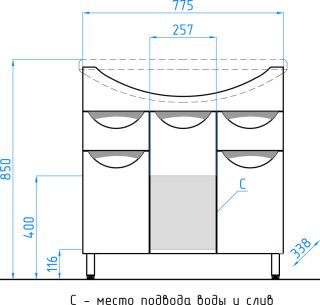 Тумба под раковину Style Line Жасмин ЛС-00000038