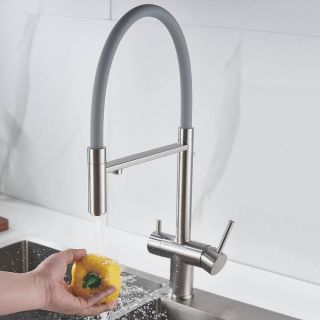 Смеситель для кухни Shevanik S178L с подключением фильтра сатин