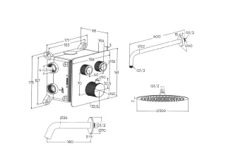 Душевой комплект Milleau Tissage TERMO 2SBIT/324.1-GB черный