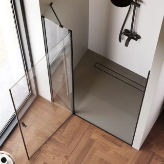 Душевая дверь  AM.PM Sunny W87G-120-1P-BT прозрачное стекло профиль черный 120x190