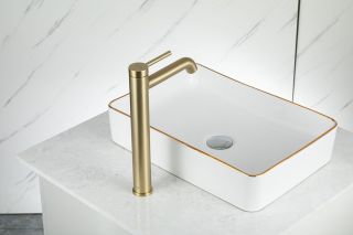 Смеситель для раковины Gappo G1006-23 золотой сатин