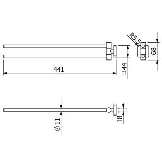 Полотенцедержатель Kludi Vela S 25977N2 44 см сталь оружейная брашированная