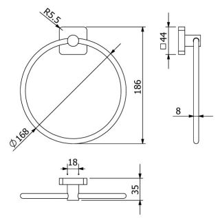 Полотенцедержатель Kludi Vela S 2597839 чёрный матовый