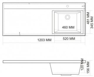 Раковина над стиральной машинкой Andrea Cosmos 120см правая белый 4680028070344