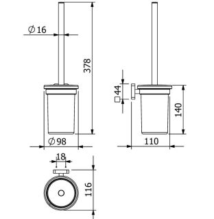 Туалетный ёршик Kludi Vela S 25974N5 брашированный никель