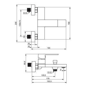 Смеситель для ванны и душа Damixa Gala 531000600 золото