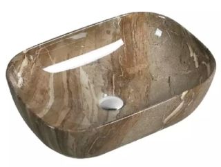 Раковина накладная SantiLine SL-7023 45см тёмно-коричневый мрамор