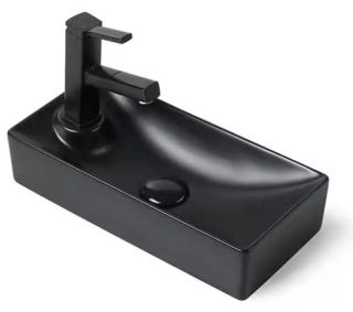 Раковина накладная SantiLine SL-2009RMB 40см правая чёрный матовый