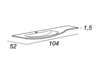 Стеклянная раковина, левосторонняя Cezares 104x53 82409