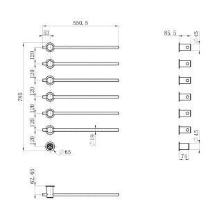 Полотенцесушитель электрический встраиваемый Wonzon & Woghand Baden WW-AL366-MB 55x78 см с внутренней частью чёрный матовый