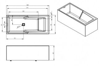 Акриловая ванна Riho Still Shower Fall Plug and Play B103020005 R заполнение через перелив 180х80см белый