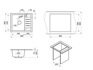 Мойка кухонная Granula Standart 5803, БАЗАЛЬТ