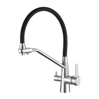 Смеситель для кухни Aquanika Comfort AQC013CRBL чёрный/хром