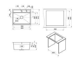 Мойка кухонная Granula 6051, СТАЛЬ САТИН
