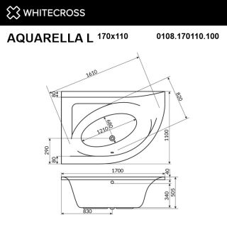 Гидромассажная ванна WHITECROSS Aquarella 0108.170110.100.SMART.GL левая 170x110 см Smart золото