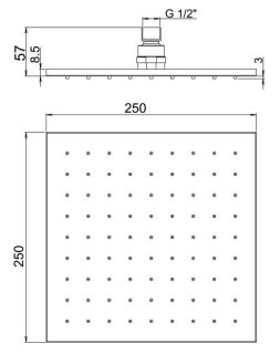 Верхний душ Paini 50PZ759QQ25 25см чёрный матовый