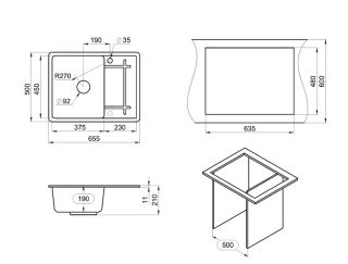 Мойка кухонная Granula 6501, АЛЮМИНИУМ