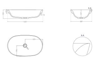 Полувстраиваемая раковина Salini Marea 01 S-Stone 1802201MRH 65см RAL снаружи
