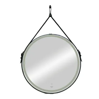 Зеркало Reflexion Skin RF5325SK с LED подсветкой сенсором на ремне из натуральной кожи черного цвета 65х65