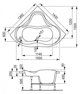 Акриловая ванна VagnerPlast Iris VPBA143IRI3X-04 143см белый