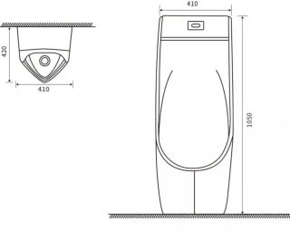 Писсуар настенный SantiLine SL-6005 функция электронного смыва белый