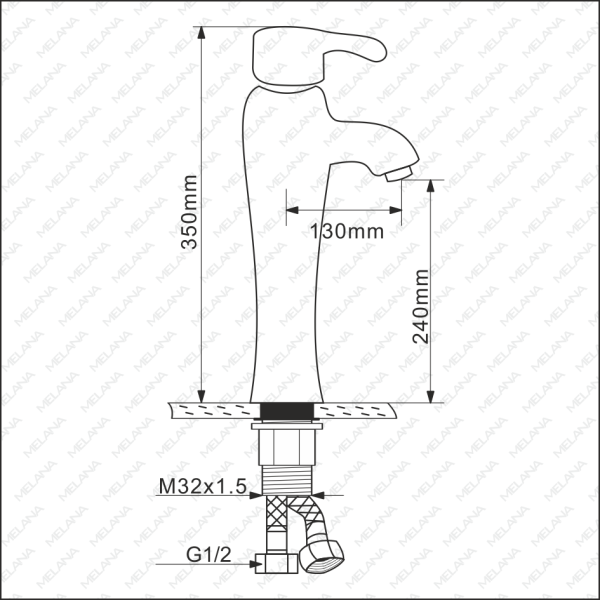 Смеситель для раковины Melana MLN-F-001CBK чёрный