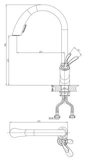 Смеситель для кухни DQ Venice Baciano с выдвижной лейкой хром DA1032541