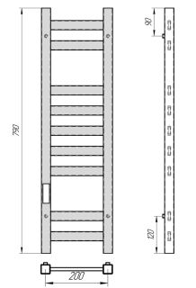Полотенцесушитель электрический Laris Флавиа 73207654 левый П9 20x80см белый муар