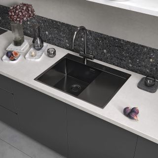 Мойка кухонная Reflexion Maggiore 65-BL RX2365BL оружейная сталь