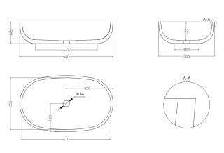 Накладная раковина Salini Gloria 05 S-Stone 1102205MRF 64см RAL полностью