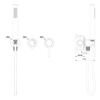 Встраиваемый смеситель для душевой системы Wonzon & Woghand Stick WW-838017-MB чёрный матовый