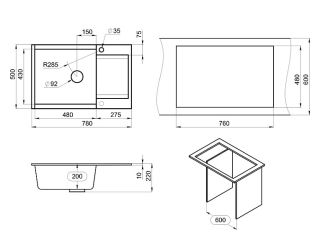 Мойка кухонная Granula 7807, АЛЮМИНИУМ