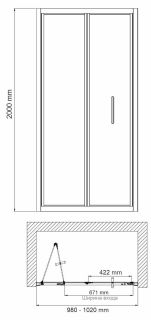 Душевая дверь Wasserkraft Weser 100см серебристый 78F12