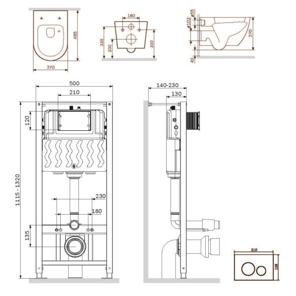 Унитаз с инсталляцией AM.PM Like IS49038.801900 черный