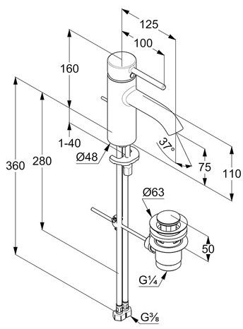 Смеситель для раковины Kludi Bozz хром 382700576