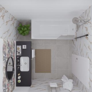 Штора на ванну Triton Соло Щ0000051154 75 см профиль черный стекло прозрачное