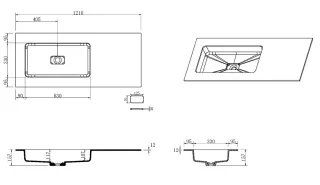 Раковина-моноблок Armadi Art Quatro 793-120-W-A асимметричная 120 см белый