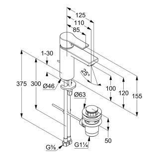 Смеситель для раковины Kludi Zenta SL 482933965 чёрный матовый
