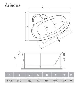 Акриловая ванна Relisan Ariadna 170x110 L Гл000000537 без гидромассажа