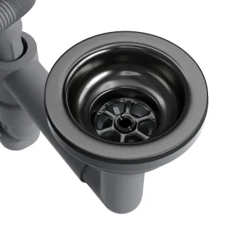 Выпуск для кухонной мойки Reflexion Part RX9003BL оружейная сталь