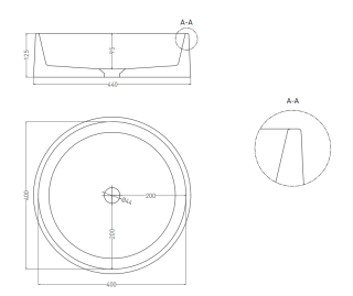 Накладная раковина Salini Gloria 01 S-Stone 1102201MRH 44см RAL снаружи