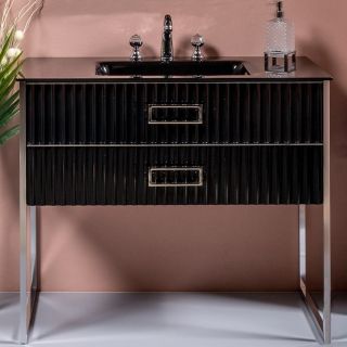 Тумба под раковину Armadi Art Monaco 80см чёрный/хром 866-080-BCR