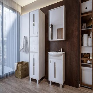 Тумба под раковину Бриклаер Бали 4627125412080 правая 40 см светлая лиственница/белый