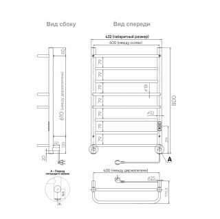 Полотенцесушитель электрический Indigo Europe Lux LELLE80-40BRRt 80x40 см чёрный муар
