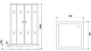 Душевой уголок Parly ZFQ81 с поддоном 80x80см белый