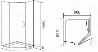 Душевой уголок Parly ZPE911 90x90см хром с поддоном