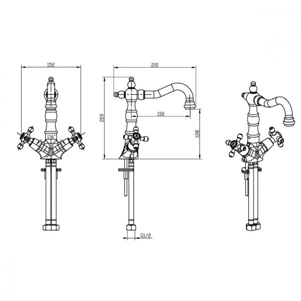 Смеситель для раковины Boheme Satine бронза 312-ST
