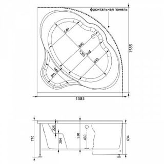 Каркас сварной для акриловой ванны Aquanet Santiago 160x160