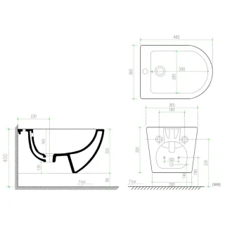 Подвесное биде ArtMax Ovale AM011BH белый