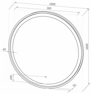 Зеркало с подсветкой Art&Max Napoli 100см серый матовый AM-Nap-1000-DS-F